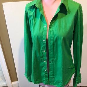 Ralph Lauren Green Cotton Button Down Blouse